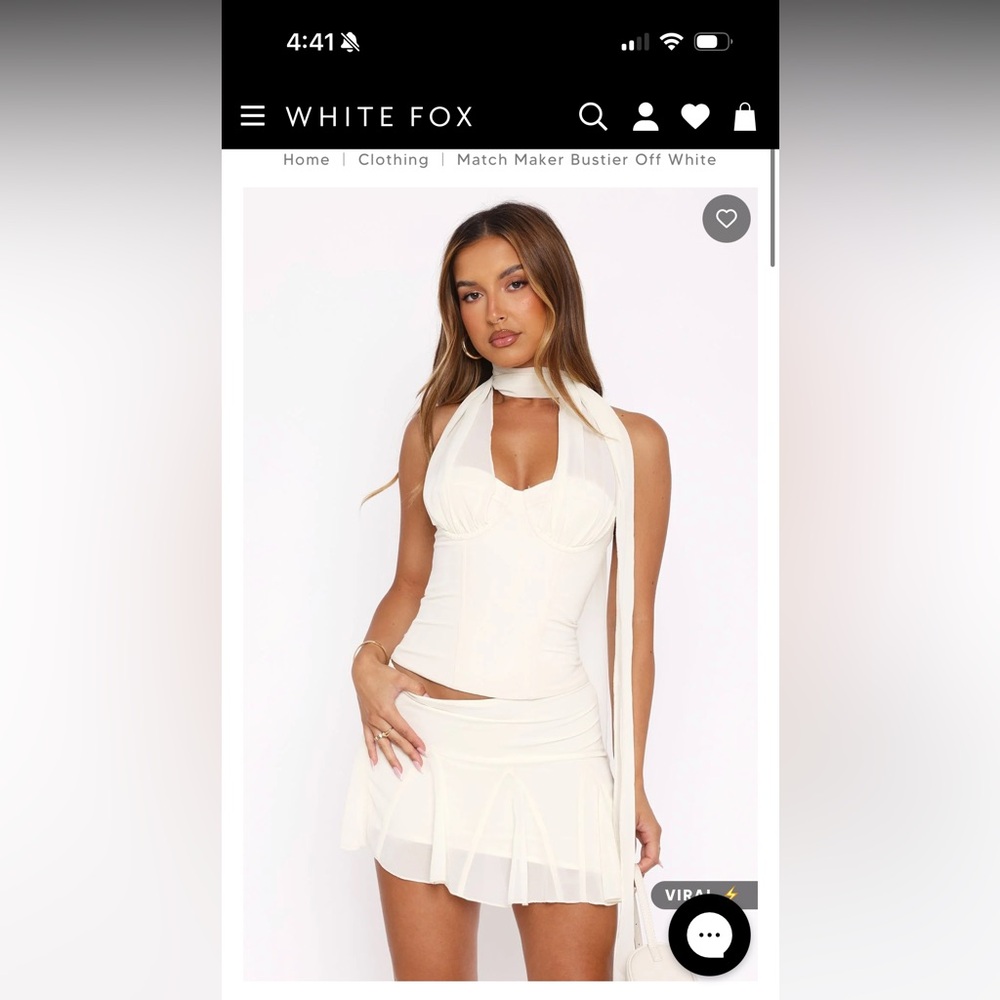 White Fox Boutique Off-White Halter Bustier & Mini Skirt Set